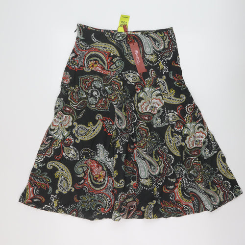 Monsooin Womens Multicoloured Geometric Cotton A-Line Skirt Size 8 Zip