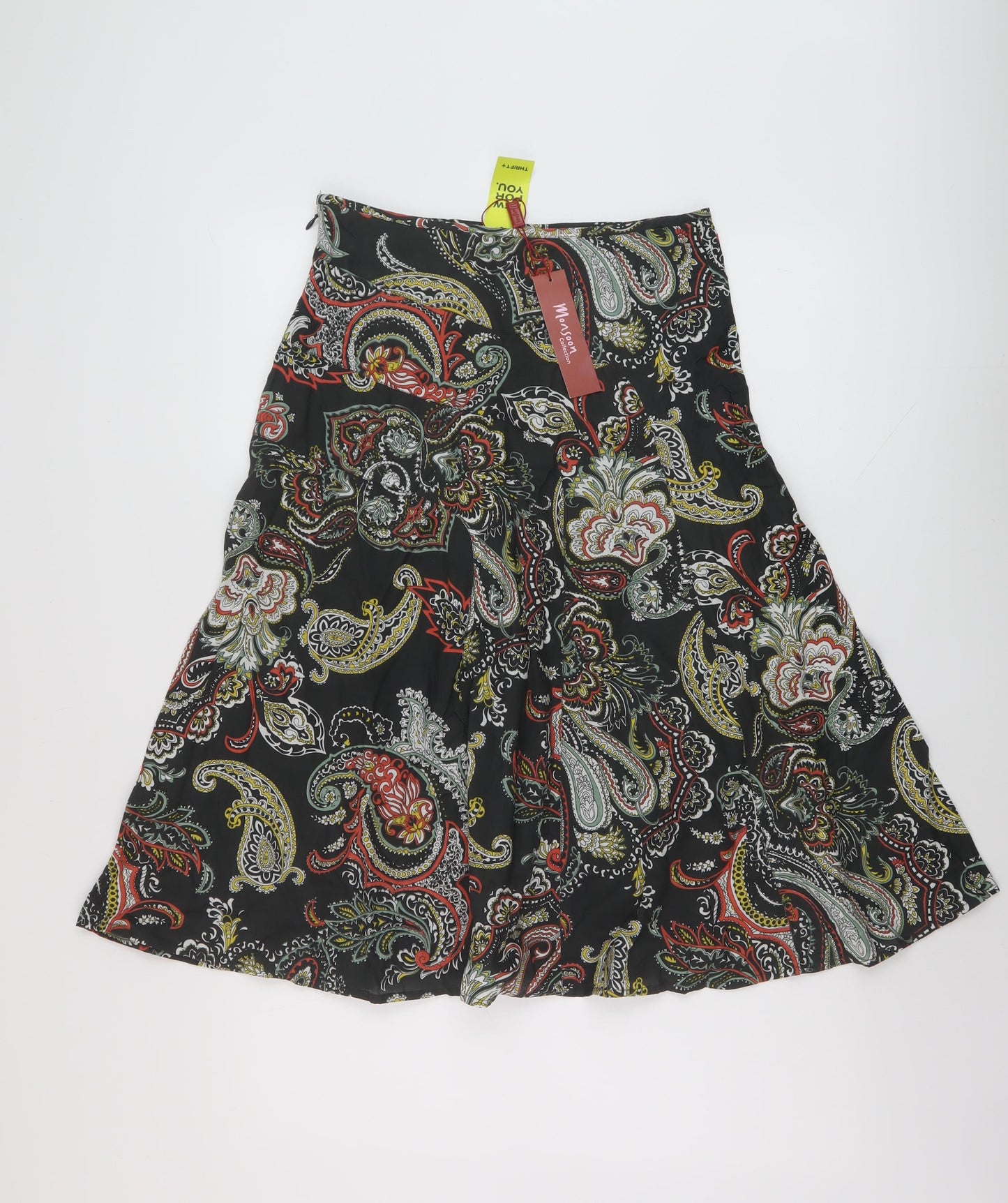 Monsooin Womens Multicoloured Geometric Cotton A-Line Skirt Size 8 Zip