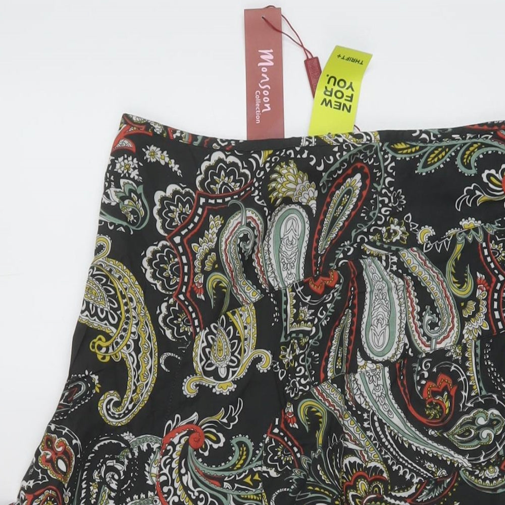 Monsooin Womens Multicoloured Geometric Cotton A-Line Skirt Size 8 Zip
