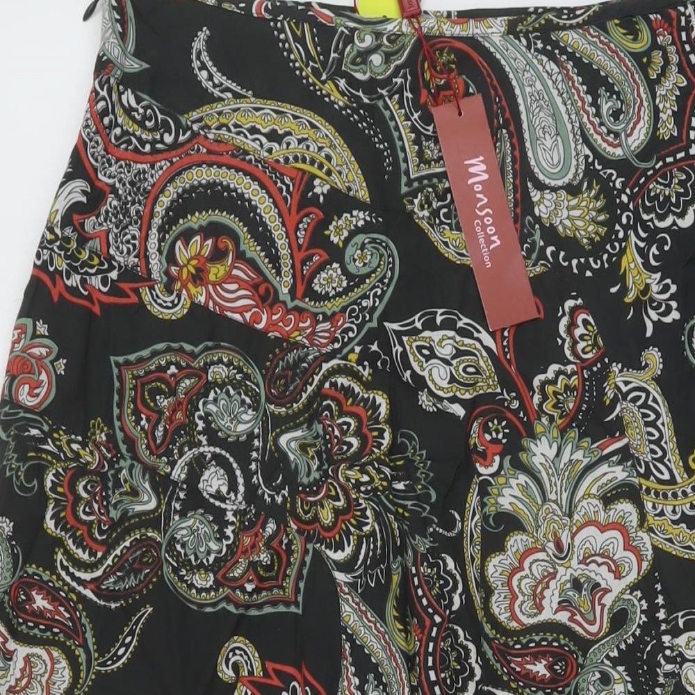 Monsooin Womens Multicoloured Geometric Cotton A-Line Skirt Size 8 Zip