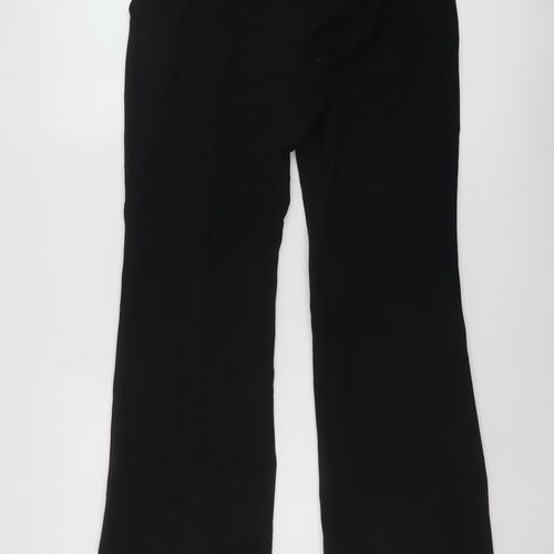 Marks and Spencer Womens Black Polyester Trousers Size 12 L30 in Regular Hook & Eye
