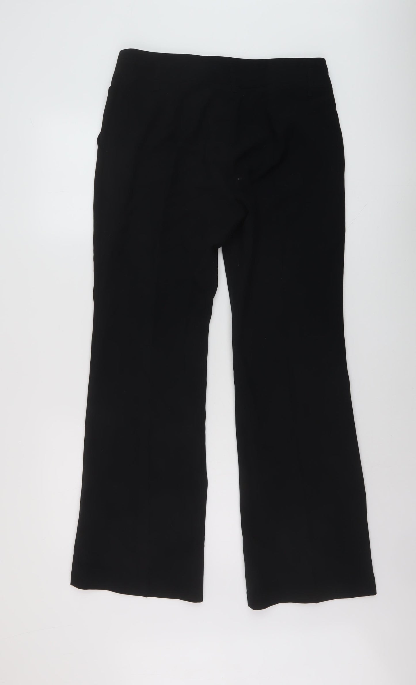 Marks and Spencer Womens Black Polyester Trousers Size 12 L30 in Regular Hook & Eye