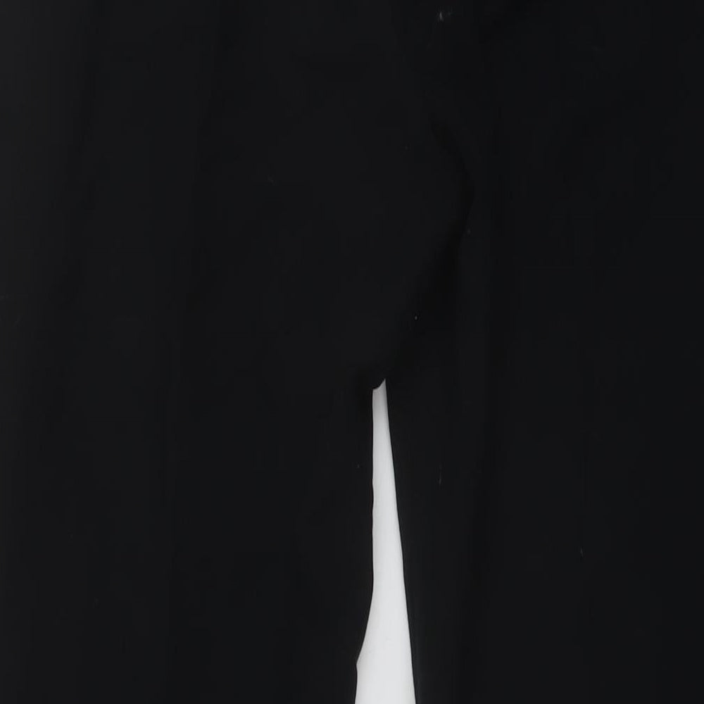 Marks and Spencer Womens Black Polyester Trousers Size 12 L30 in Regular Hook & Eye