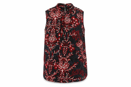 Front view of Next women’s multicoloured geometric polyester basic tank, size UK 12, mock neck