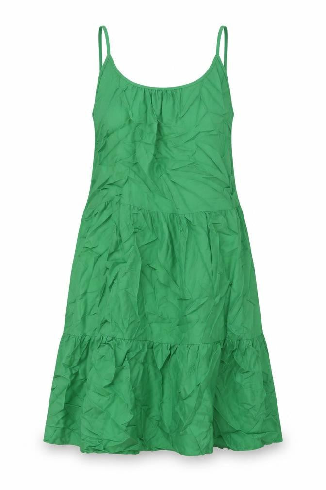 Front view of Marks & Spencer women’s green viscose a-line, size UK 14, round neck pullover