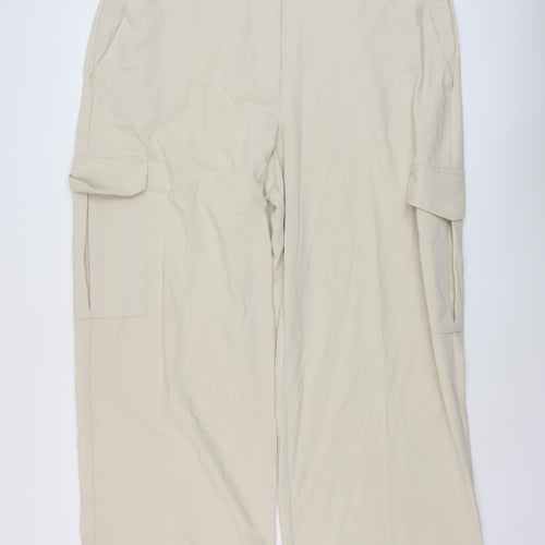 Marks and Spencer Womens Beige Polyester Trousers Size 22 L29 in Regular Button