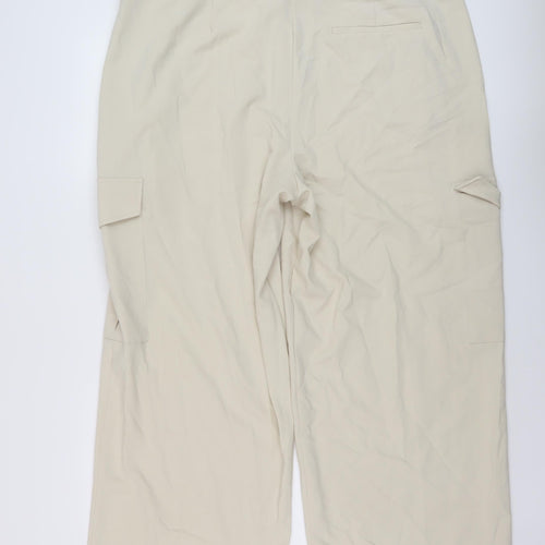 Marks and Spencer Womens Beige Polyester Trousers Size 22 L29 in Regular Button