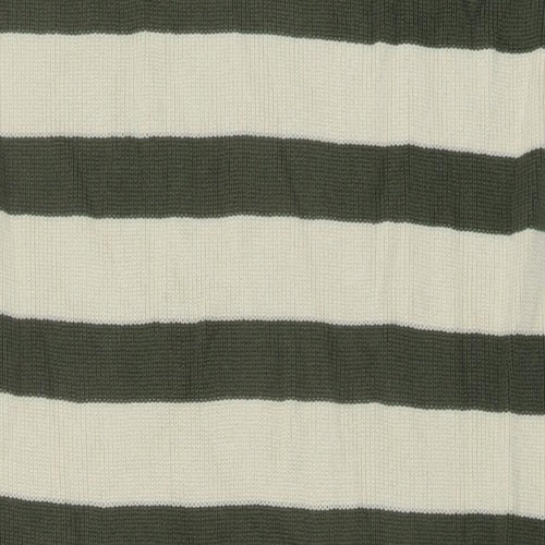 Marks and Spencer Womens Green Striped Cotton Jumper Dress Size M V-Neck Pullover