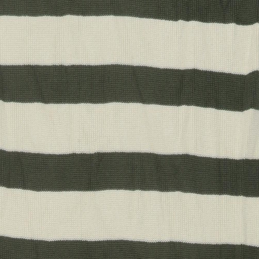 Marks and Spencer Womens Green Striped Cotton Jumper Dress Size M V-Neck Pullover