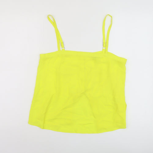 River Island Womens Yellow Polyester Basic Tank Size 12 Square Neck