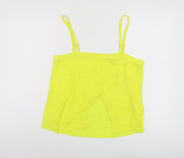 River Island Womens Yellow Polyester Basic Tank Size 12 Square Neck