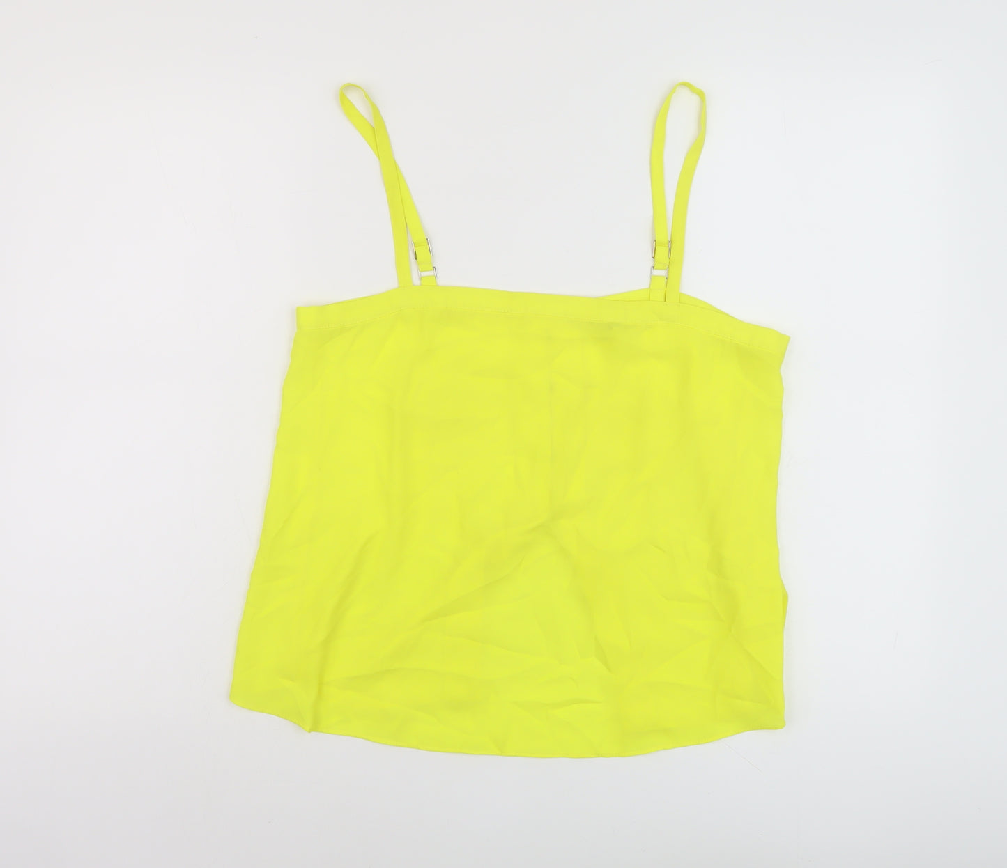 River Island Womens Yellow Polyester Basic Tank Size 12 Square Neck