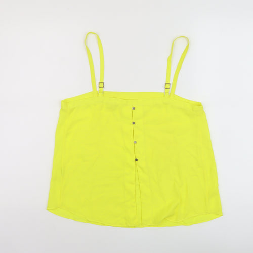 River Island Womens Yellow Polyester Basic Tank Size 12 Square Neck