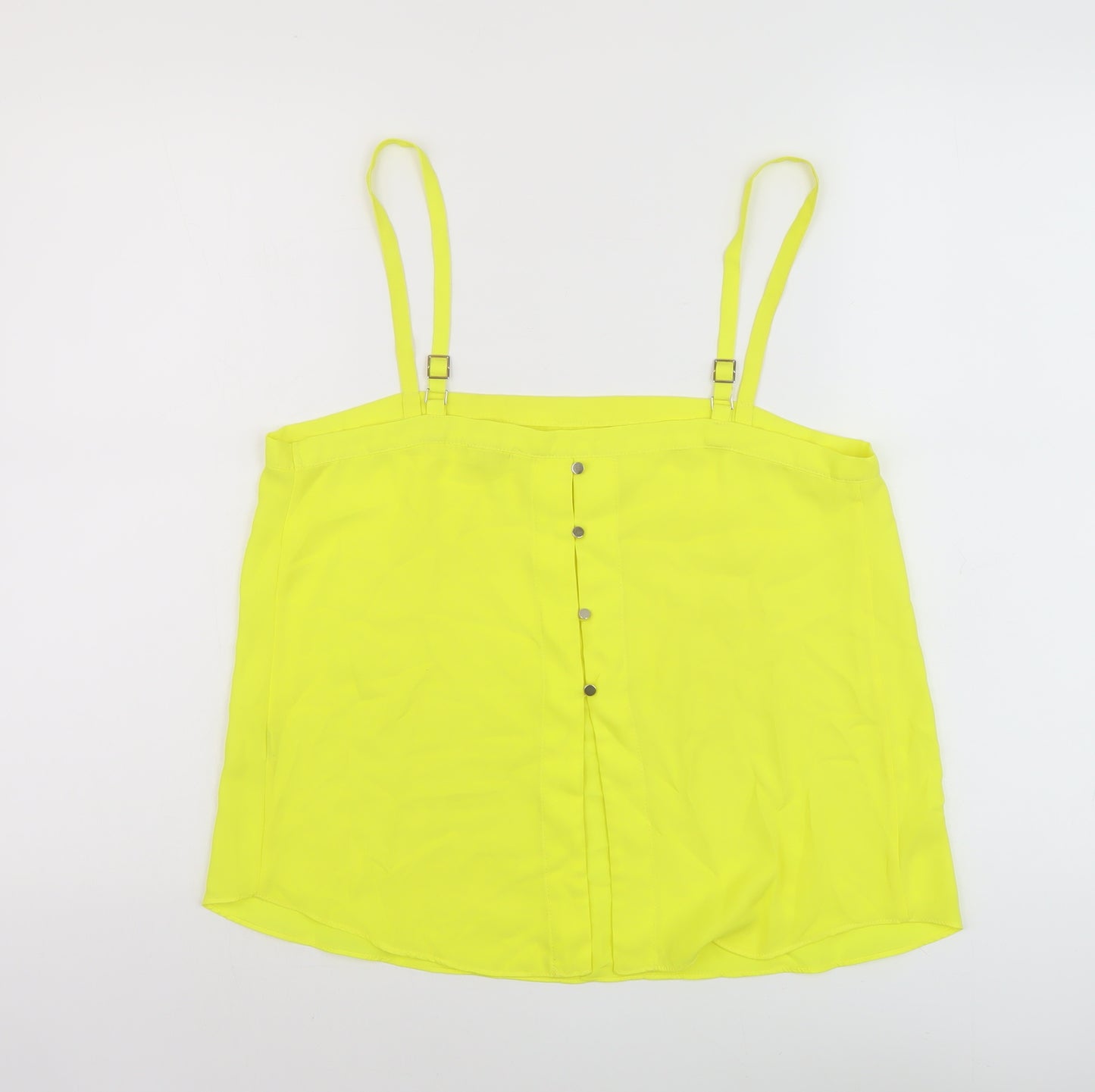 River Island Womens Yellow Polyester Basic Tank Size 12 Square Neck