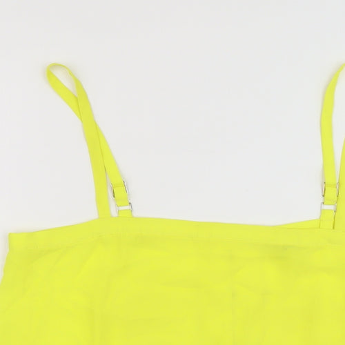 River Island Womens Yellow Polyester Basic Tank Size 12 Square Neck