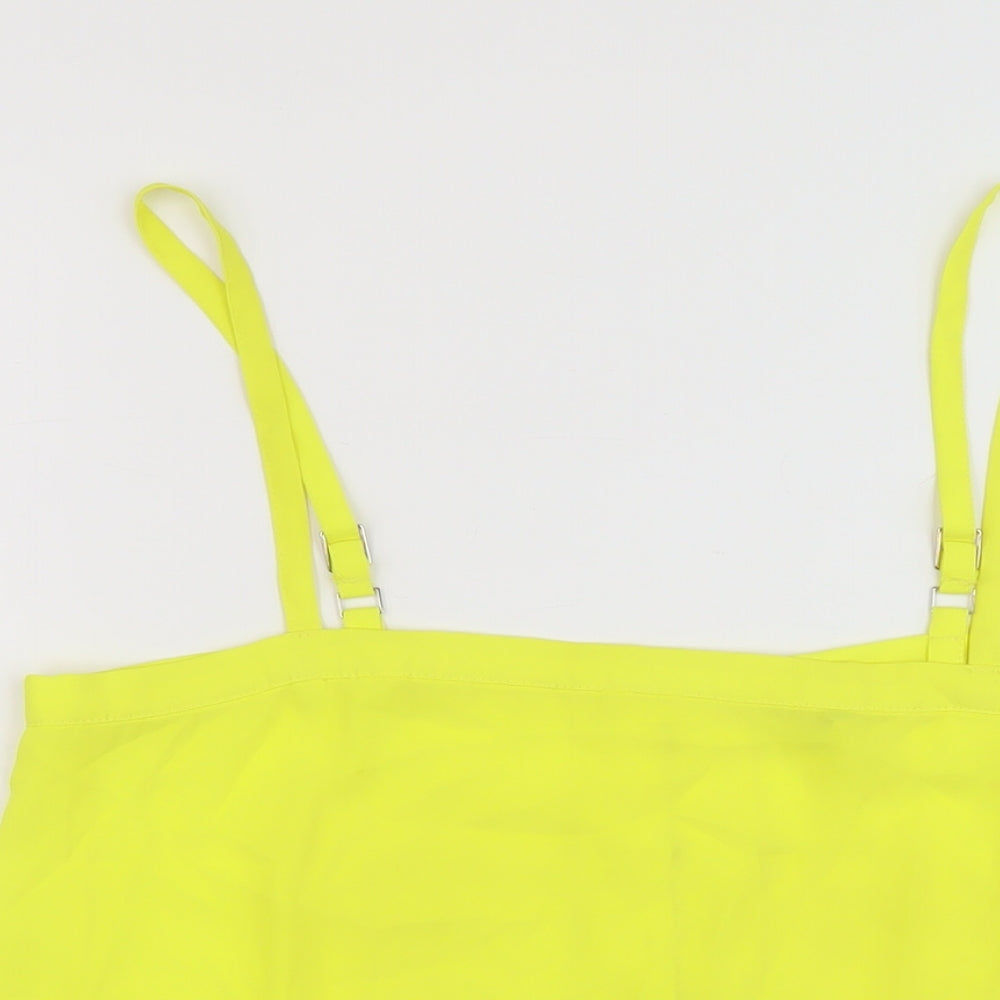 River Island Womens Yellow Polyester Basic Tank Size 12 Square Neck