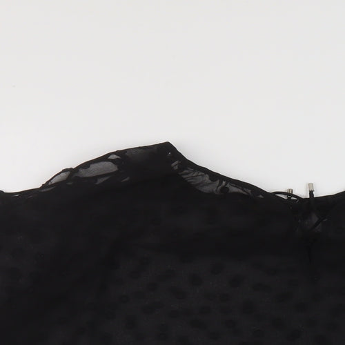 Zara Womens Black Polyester Basic Blouse Size S Round Neck