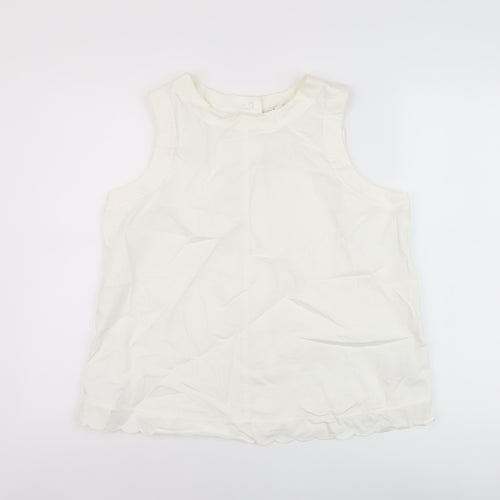 Marks and Spencer Womens White Cotton Basic Tank Size 14 Round Neck