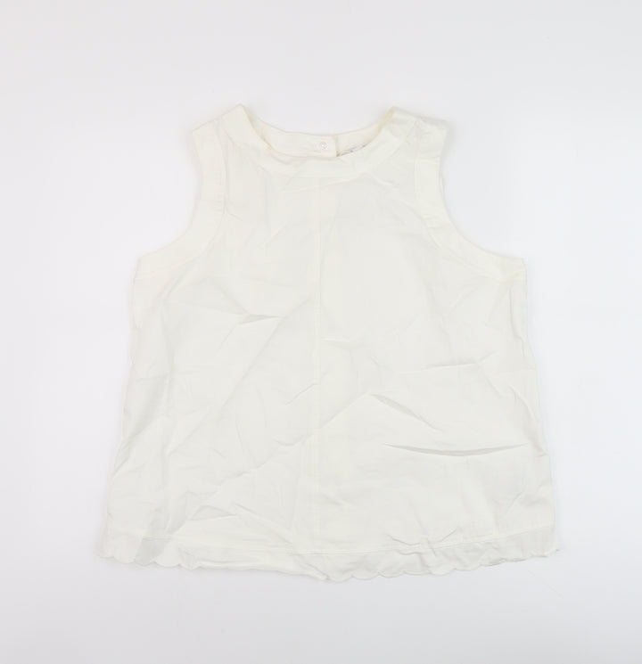 Marks and Spencer Womens White Cotton Basic Tank Size 14 Round Neck