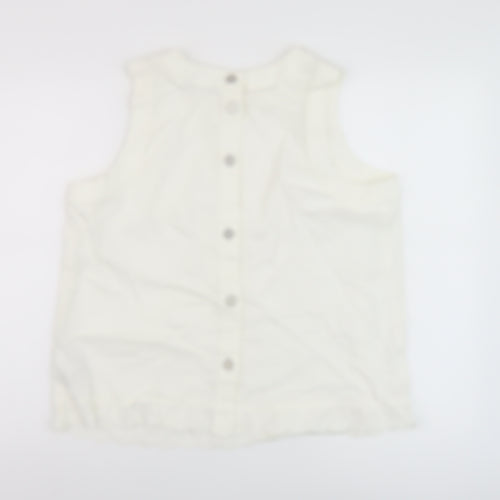 Marks and Spencer Womens White Cotton Basic Tank Size 14 Round Neck