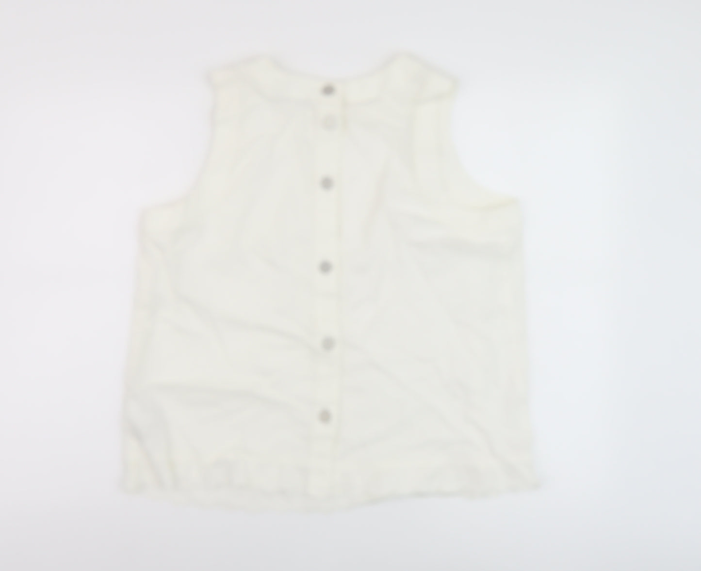 Marks and Spencer Womens White Cotton Basic Tank Size 14 Round Neck