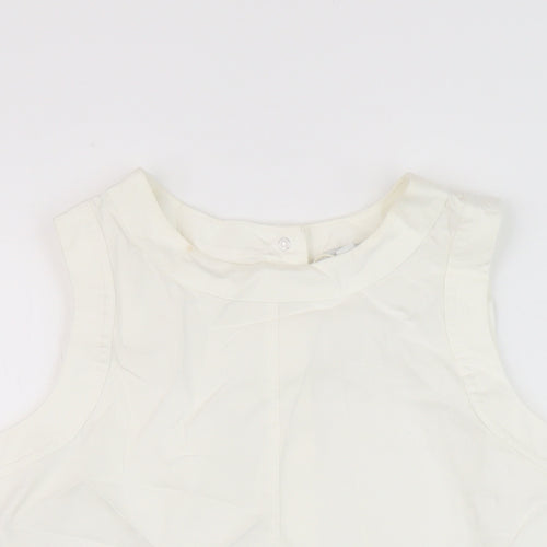 Marks and Spencer Womens White Cotton Basic Tank Size 14 Round Neck