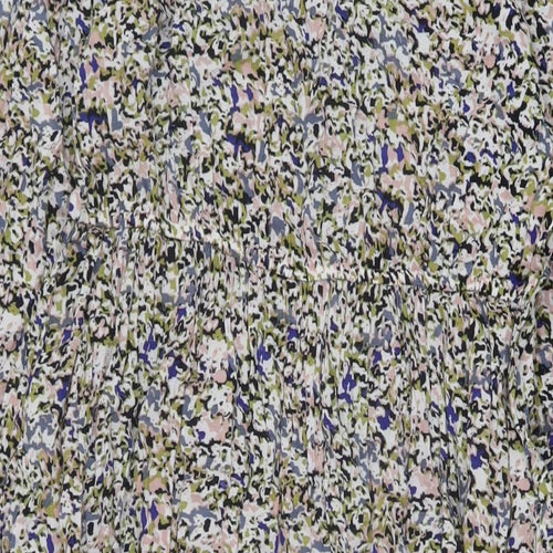 Marks and Spencer Womens Multicoloured Floral Viscose A-Line Size 10 V-Neck Button