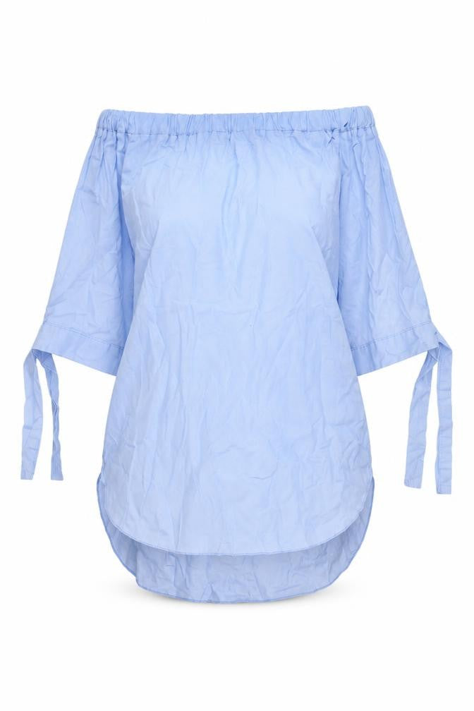 New Look Womens Blue Cotton Basic Blouse Size S Square Neck