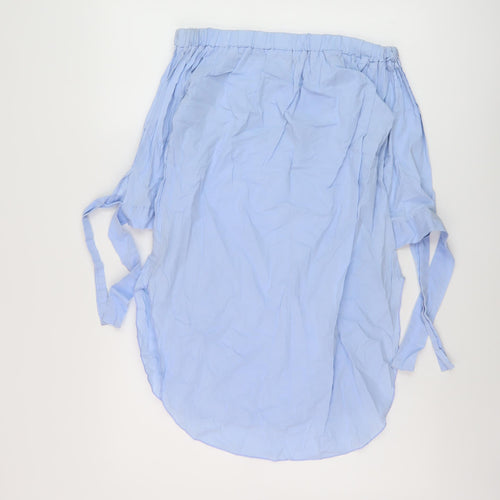 New Look Womens Blue Cotton Basic Blouse Size S Square Neck