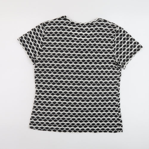 aLEXARA Womens Beige Geometric Polyester Basic T-Shirt Size 16 Round Neck
