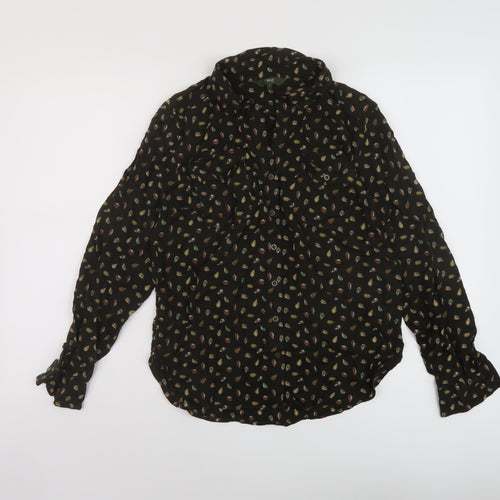 NEXT Womens Green Geometric Viscose Basic Blouse Size 8 Collared