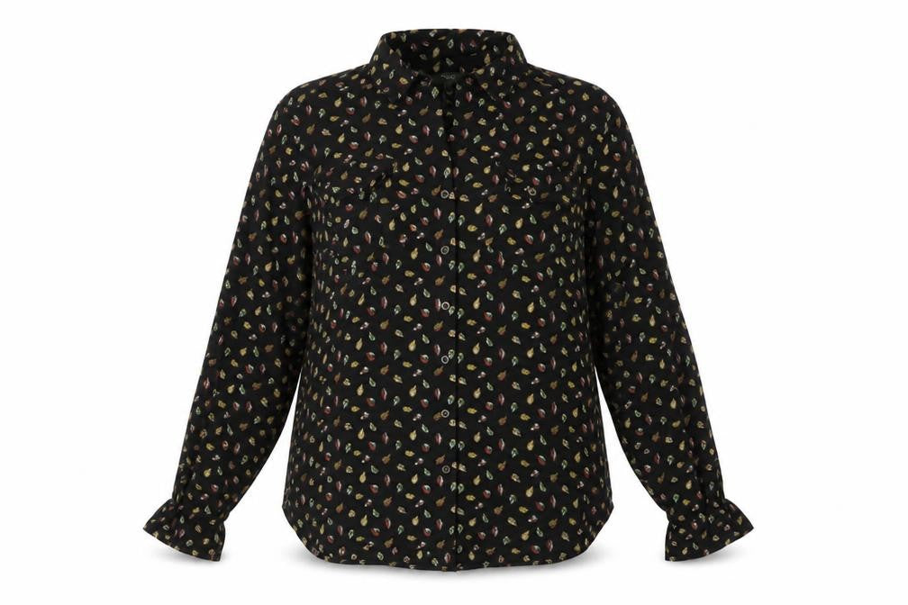 Next Womens Green Geometric Viscose Basic Blouse Size 8 Collared