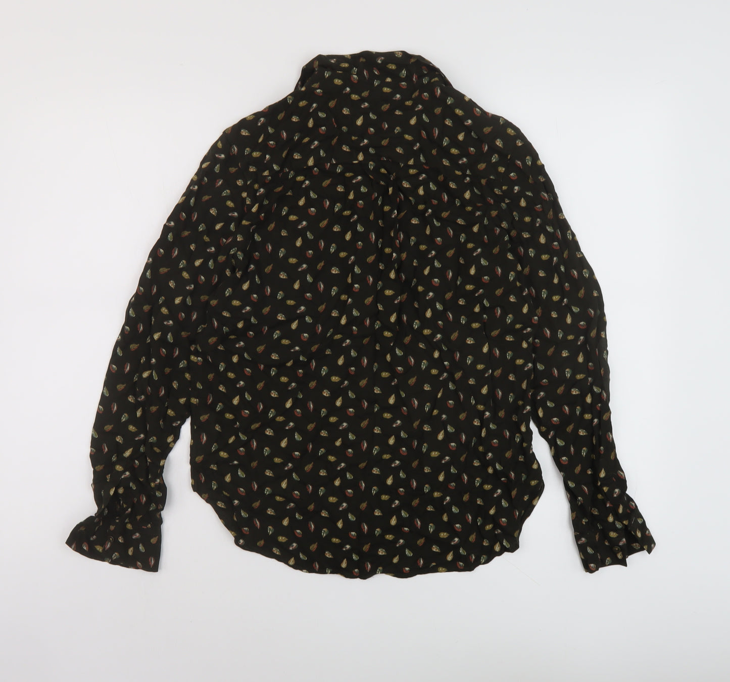 NEXT Womens Green Geometric Viscose Basic Blouse Size 8 Collared