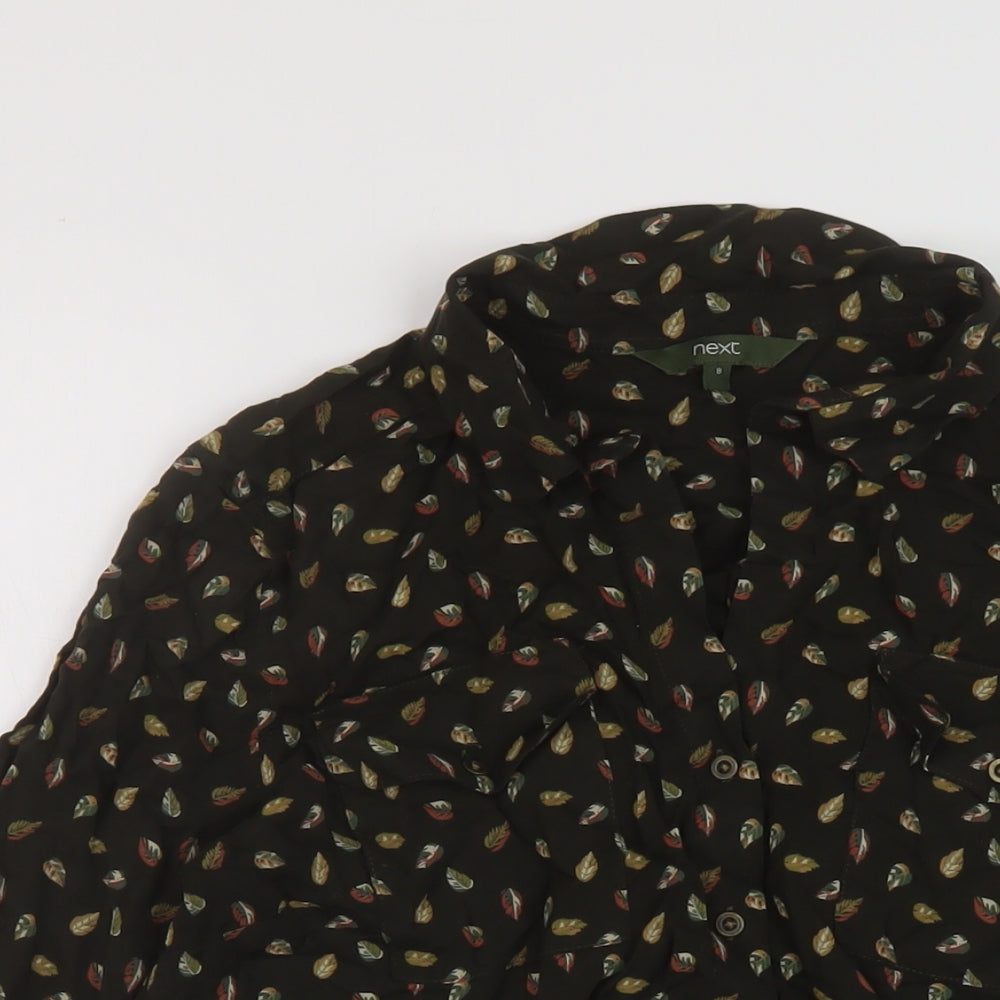 NEXT Womens Green Geometric Viscose Basic Blouse Size 8 Collared