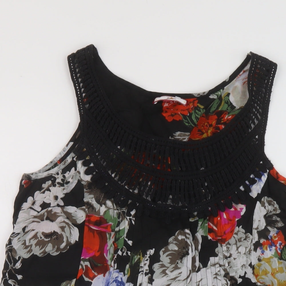Joe Browns Womens Multicoloured Floral Cotton Basic T-Shirt Size 8 Round Neck