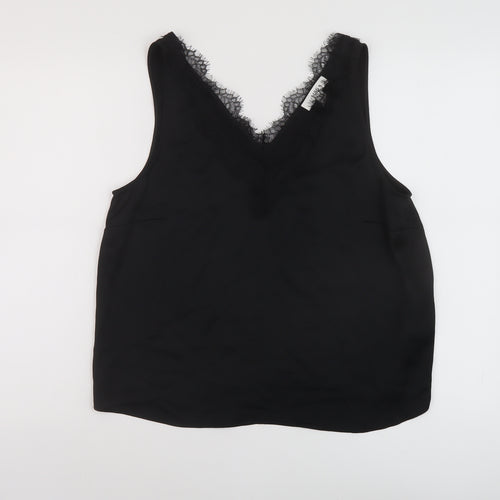 Marks and Spencer Womens Black Polyester Basic Tank Size 14 V-Neck