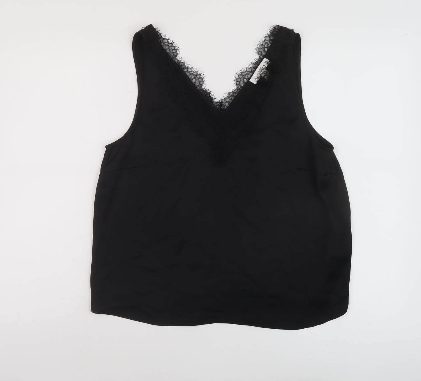 Marks and Spencer Womens Black Polyester Basic Tank Size 14 V-Neck
