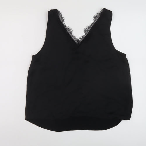 Marks and Spencer Womens Black Polyester Basic Tank Size 14 V-Neck