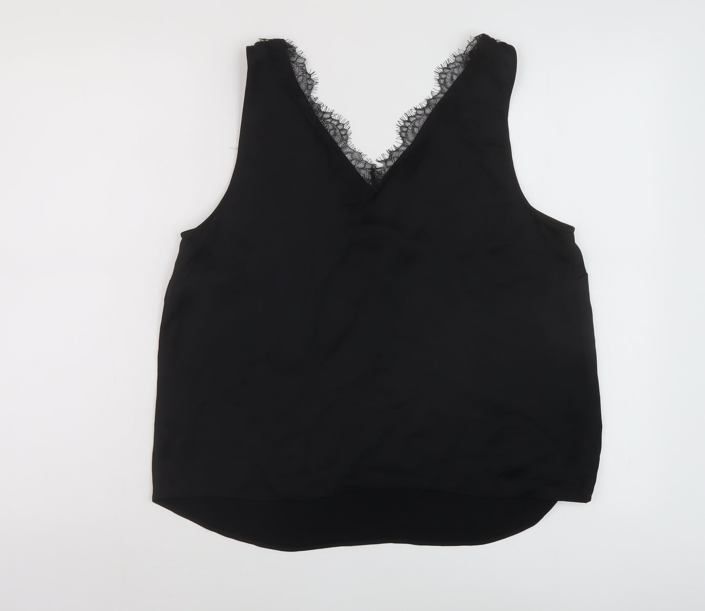 Marks and Spencer Womens Black Polyester Basic Tank Size 14 V-Neck
