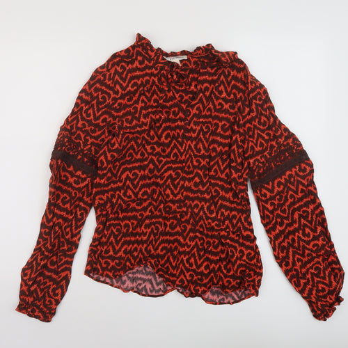 Per Una Womens Red Geometric Viscose Basic Blouse Size 8 V-Neck