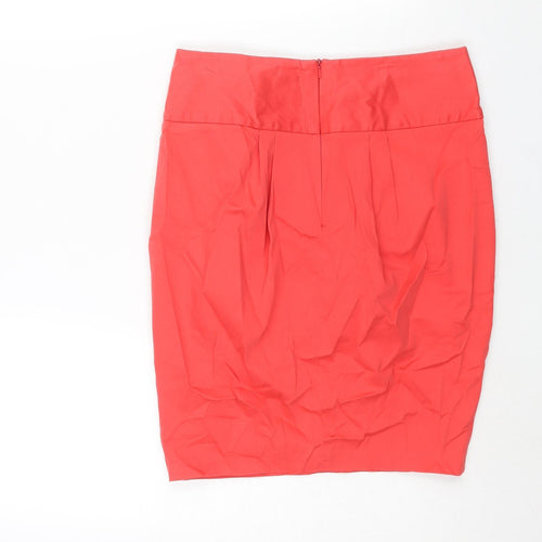 River Island Womens Pink Cotton Skater Skirt Size 10 Zip - Flower Detail