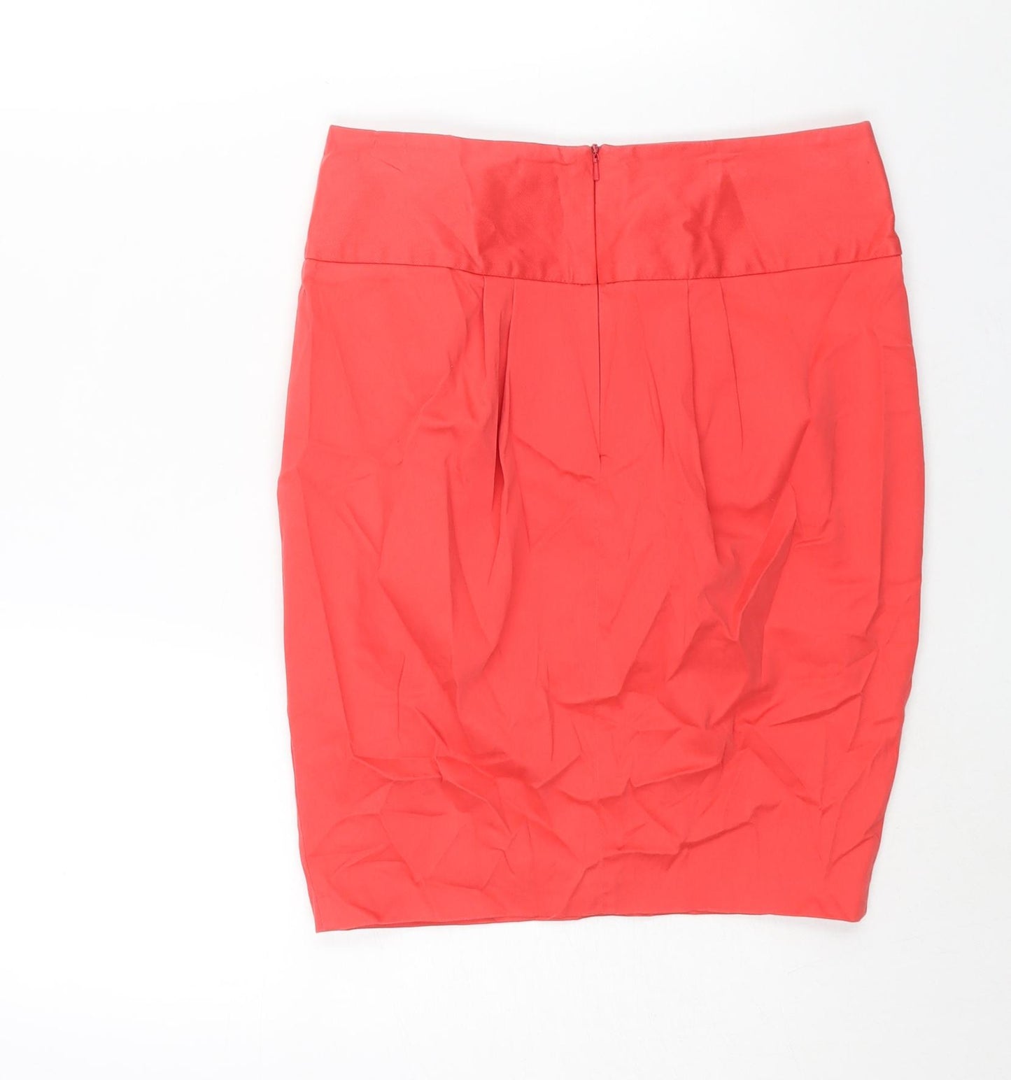 River Island Womens Pink Cotton Skater Skirt Size 10 Zip - Flower Detail