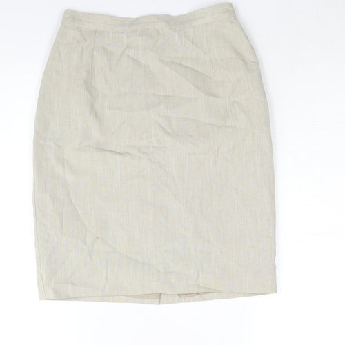 St Michael Womens Beige Polyester Straight & Pencil Skirt Size 10 Zip