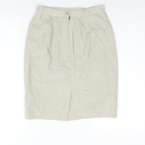 St Michael Womens Beige Polyester Straight & Pencil Skirt Size 10 Zip