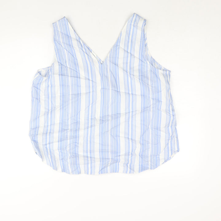 Marks and Spencer Womens Blue Striped Lyocell Camisole Blouse Size 18 V-Neck