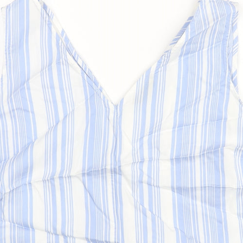 Marks and Spencer Womens Blue Striped Lyocell Camisole Blouse Size 18 V-Neck