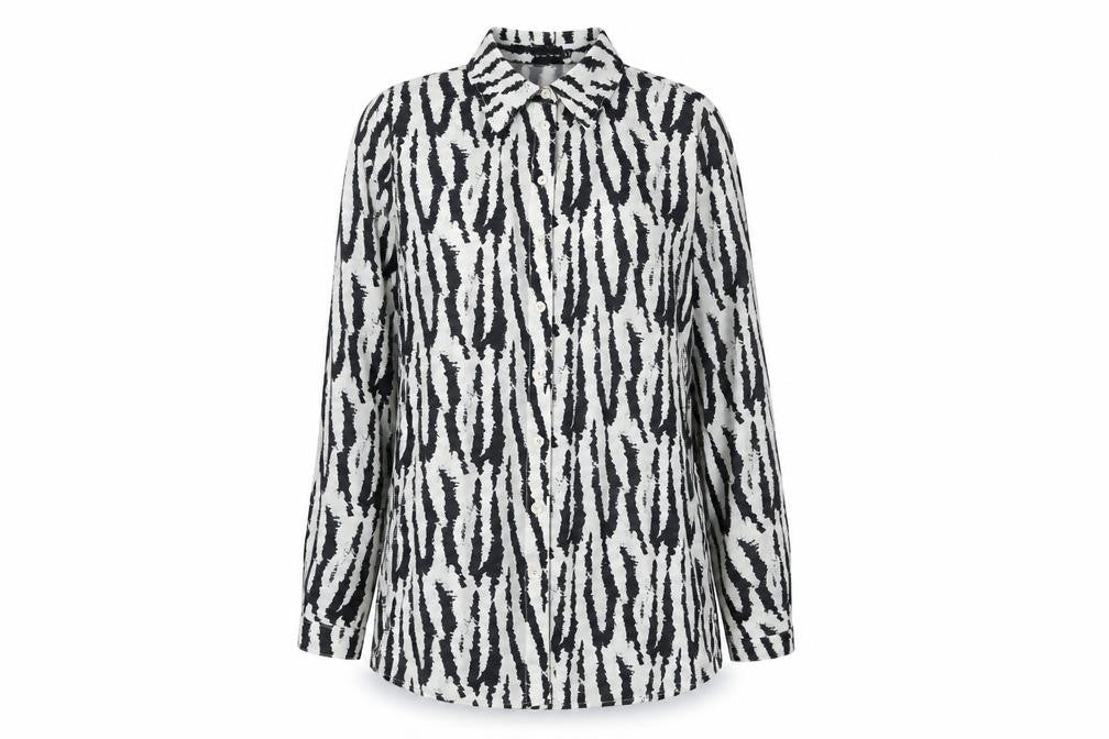 PRETTYLITTLETHING Womens White Geometric Polyester Basic Button-Up Size 10 Collared