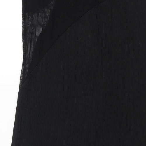Topshop Womens Black Polyester Maxi Size M Round Neck Pullover - Mesh Panel