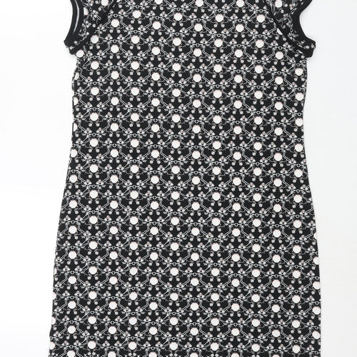 Max Studio Womens Black Geometric Polyester Sheath Size M Round Neck Pullover