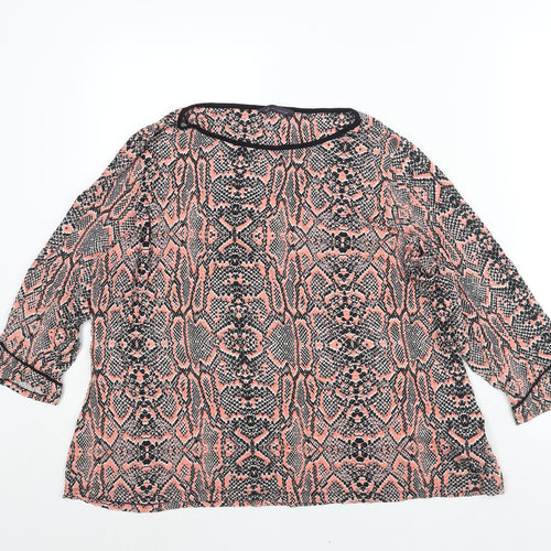 Marks and Spencer Womens Pink Animal Print Viscose Basic Blouse Size 20 Round Neck - Snakeskin Print